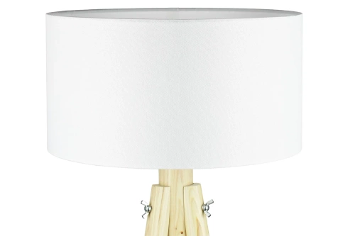 Weiße Stehlampe | Boho Beleuchtung für Wohnzimmer, Schlafzimmer | Weiße Stehlampe mit Holzgestell | DYT-L150