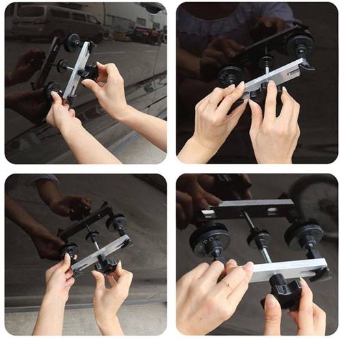 Karosserie-Ausbeulwerkzeug-Set | Ausbeulbrücke mit 7 Zugadapter in verschiedenen Durchmessern | Y-110