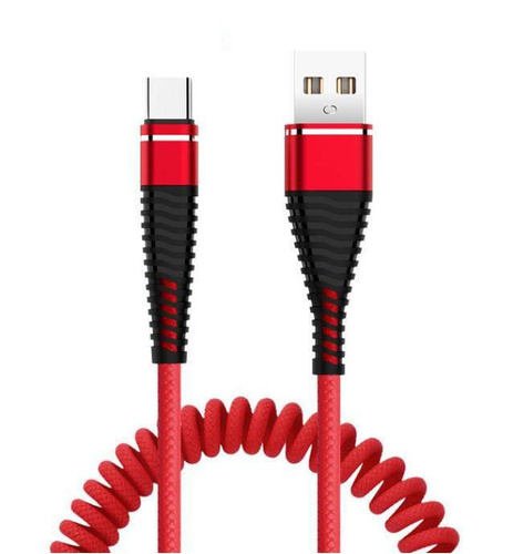 Typ-C 1M | Spiralkabel USB zum Aufladen des Telefons | Quick Charge 3.0 2.4A | AM32