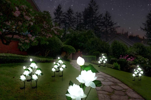 Solarblume | Solar-LED-Gartenlampe Lotus, Wasserlilie | 72 cm, 600 mAh | FLD-25-WHITE