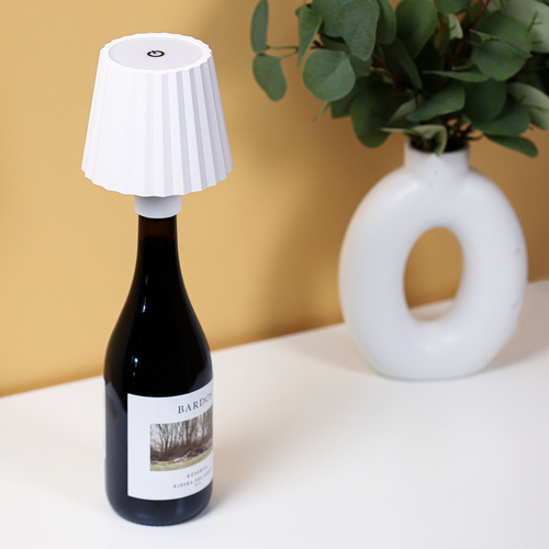 LED-Tischlampe mit eingebautem Akku | Tischlampe zum Aufstecken auf eine Flasche | HJA47-WEISS