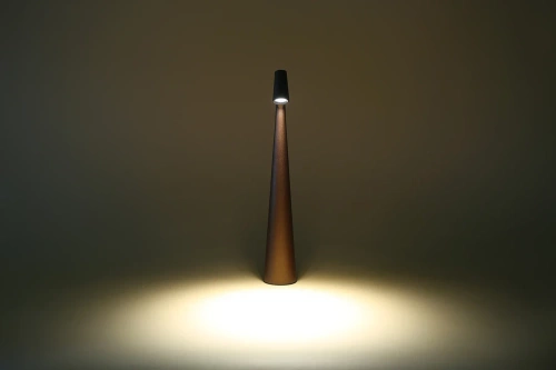 Tischleuchte | 33,5 cm | kabellose Nachttischleuchte mit integriertem Akku, Touch-Bedienung | hms-355-brown