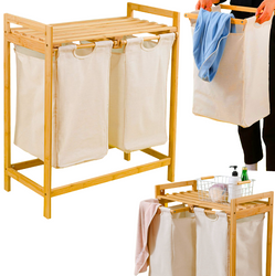 Wäschekorb mit Schrank | doppelt | Bambus | NZ-2BS-Bamboo