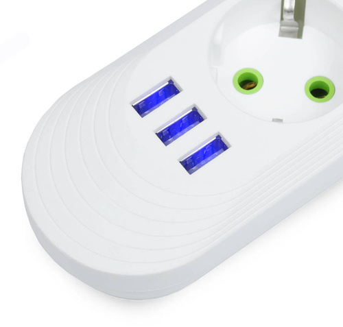 Steckdosenleiste 5 m | 5 Steckdosen + 3x USB | weiß | LH-F05U
