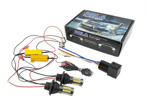 2-in-1 Tagfahrlicht mit Kontrollleuchte | 66 SMD 4014 Birnen | LED-Tagfahrlicht mit Blinker | MIT AUTOMATIK