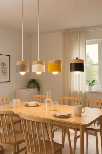 Hängeleuchte im skandinavischen Design mit Holzelement | Deckenfassung E27 für Wohnzimmer, Schlafzimmer | gelb | YG-XD003-Y