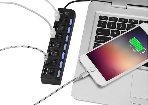 USB 2.0 7-Port Hub | USB Splitter / Distributor | YT07