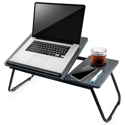Klappbarer Laptoptisch mit verstellbarem Neigungswinkel | Funktionstisch mit Zusatzplatte | Mobiler Bettständer | LFD-5532-BK