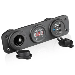 Kfz-Schaltpanel 3-in-1 | 12 V / 24 V | Steuerpanel mit Schaltern 12 V | USB-Zigarettenanzünder-Verteiler | Voltmeter