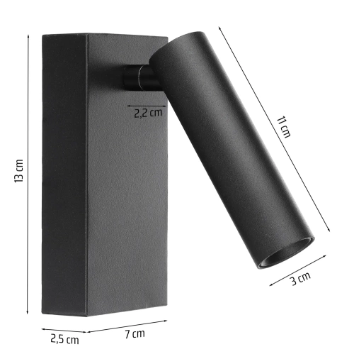 Wandlampe | Wandleuchte mit beweglichem Reflektor | Moderne Aluminiumlampe | WLV-176-3W-B