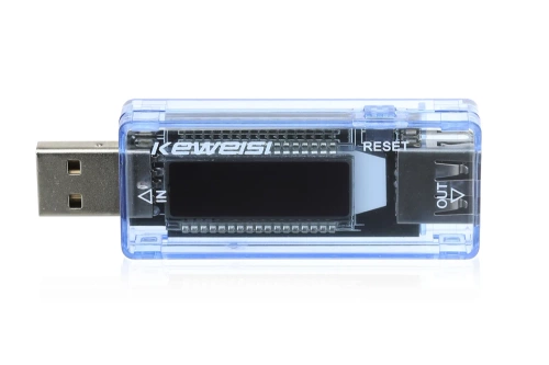 Digitales USB-Voltmeter | Spannungs- und Strommessgerät, Batteriekapazitäts-Tester, multifunktionales Prüfgerät | blau | KWS-V20-BLUE