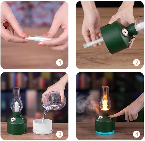 LED-Luftbefeuchter | Ultraschall-Luftbefeuchter mit Nachtlichtfunktion | grün | LA-0621-GREEN