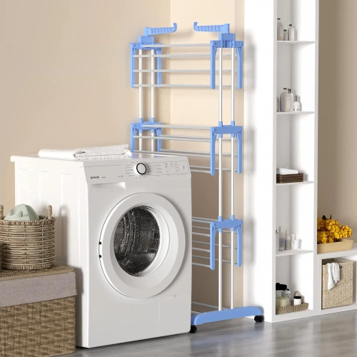 Wäschetrockner | Vertikaler Kleiderständer | Horizontaler Wäschetrockner | TW-116-BLUE