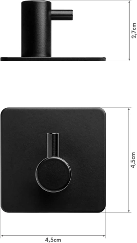 Schwarzer Kleiderhaken für Kleidung, Geschirrtücher, Handtücher | Selbstklebende Halterung für Küchenzubehör | BXG-4PCS-SCHWARZ