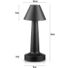 Kabellose Tischlampe | Berührungsempfindliche Nachtlichtlampe mit einstellbarer Lichtfarbe | USB-Lampe | HJA12-SCHWARZ