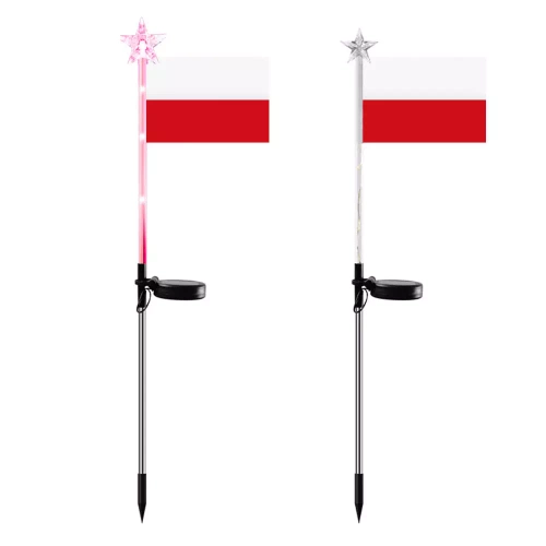 Garten Solar-LED-Laterne mit polnischer Flagge | 73cm 600mAh | FLD-12-PO