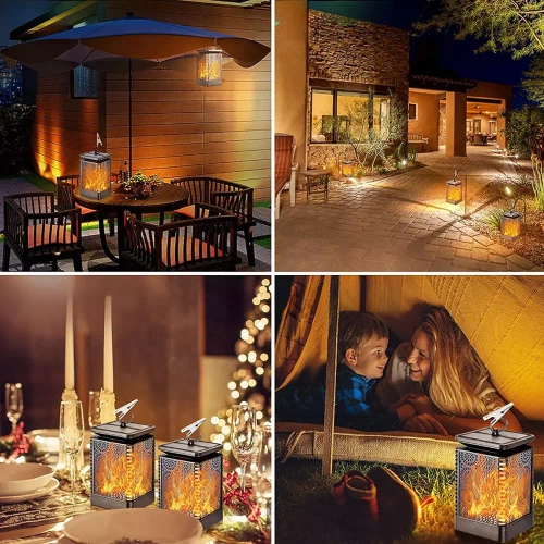 Garten Solar-LED-Laterne Fackel-Lampion Laterne | 17cm 600mAh Flammeneffekt | Solarlampe - Tischfackel SMF-12LED