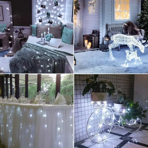 Solar-Girlande, Gartenleuchte zum Einstecken | 100 LED-Lichter, 10m | kaltweiß | FLD-100LED-WC