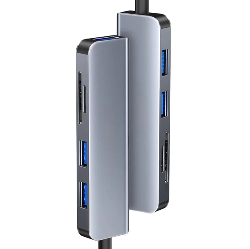 USB-C Hub mit 3x USB + SD + TF Kartenleser | Typ C 5-in-1 Adapter, Splitter | HUB