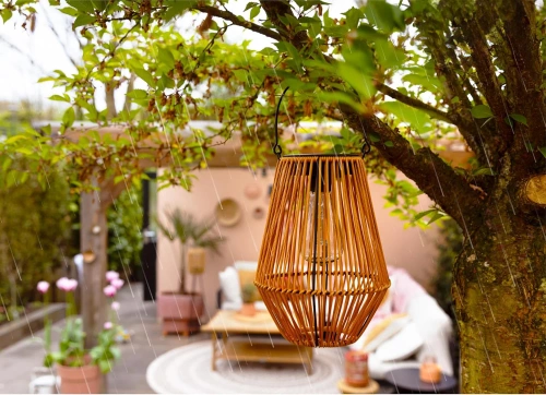 Kabellose Solarlampe | Gartenlampe mit Halterung | JX21-Bambus