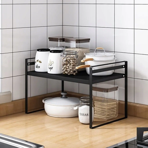 Badezimmerregal für Kosmetika | Metallständer 40 cm | Gewürzregal freistehend | MSK-L40CM-B