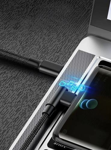 GSM-Datenkabel | USB-C Winkelstecker, 90° Stecker, Schnellladen Power Delivery, Datenübertragung | PD-F60W-1M-B