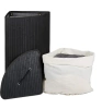 Schwarzer Wäschekorb | Bambus-Spielzeugkiste | Holzwäschekorb | Einzelkorb für Wäsche im Badezimmer | Eckkorb | AYL-60L-BLACK