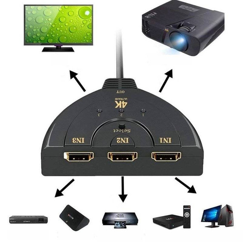 HDMI-Splitter 4K 3D | 3 Eingangsanschlüsse | HDMI-Kabel 0,5M | HPS-3P