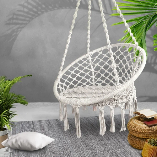 Hängesessel, brasilianischer Stuhl, Korb, Schaukel, Hängematte | bis 120 kg | DY-A003-WHITE