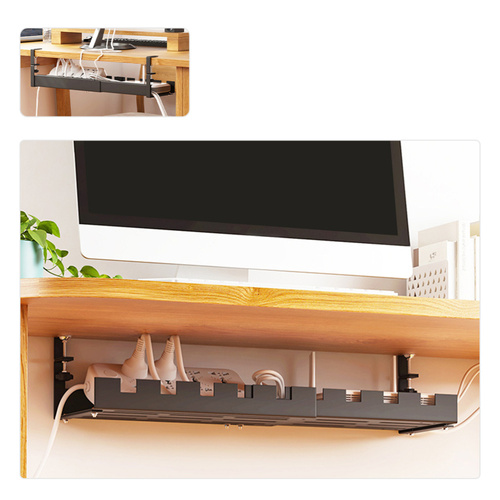 Verstellbarer Kabel-Organizer für Schreibtischunterbau 29-53 cm | Korb, Führung, Halterung | Schwarz | CWT-O3