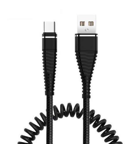 Typ-C 1M | Spiralkabel USB zum Aufladen des Telefons | Quick Charge 3.0 2.4A | AM32