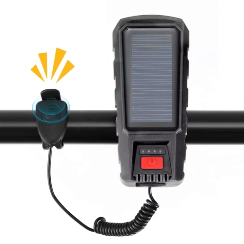 Solar Fahrradlicht mit Hupe 130 dB | LED-Beleuchtung 400 lm | Wasserdichtes Fahrradlicht | QX-LY-17-2 