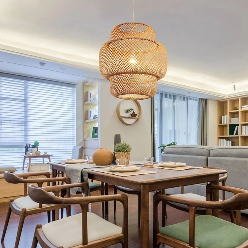 Pendelleuchte aus handgefertigtem Bambus | BOHO-Stil | chinesischer Kronleuchter