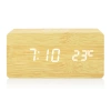 Holz Digitaluhr mit LED-Anzeige und 10 W Induktionsladegerät | Wecker mit 3 Alarmzeiten und Thermometer | SXM-017