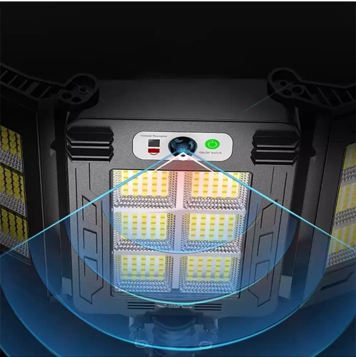 Garten Solar-LED-Lampe mit Bewegungs- und Dämmerungssensor IP65 | 3 verstellbare Panels | 360 LED-COB-Lampen | IR-Fernbedienung | LD-W786