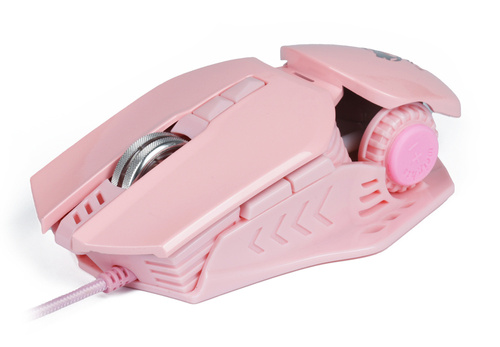 Rosa Gaming-Maus für Computer, kabelgebunden, optisch, USB | LED-RGB-Hintergrundbeleuchtung | 1200-6400 DPI, 7 Tasten | G530