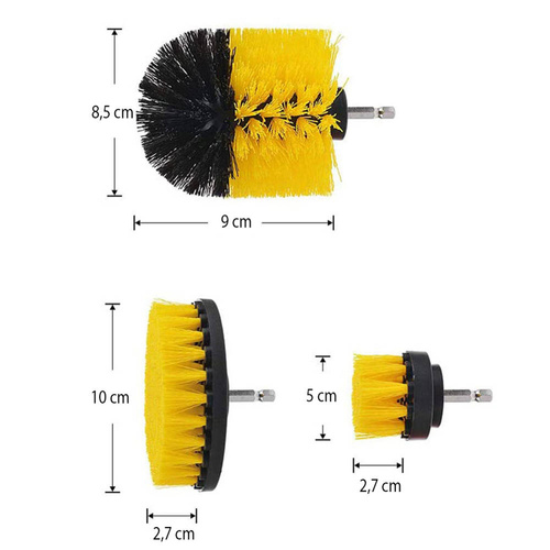 Set 10 Reinigungsbürsten und Pads zur Montage in Bohrmaschine / Schrauber | UP-2-10PCS