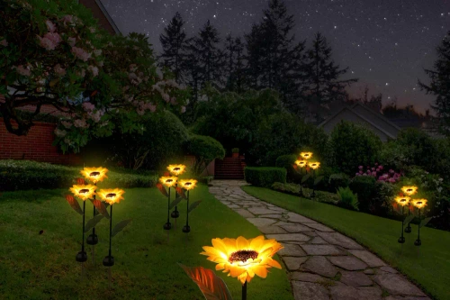 Solarblume | Solar-LED-Gartenlaterne Sonnenblume | 68 cm, 600 mAh | FLD-21-GELB