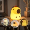 Silikon LED Nachtlicht Capybara | Tragbare Kinderlampe 8 Beleuchtungsmodi mit Timer | Nachtlicht mit warmem Licht 3000K | DS-CPBR-01