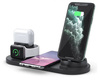 Qi-Dockingstation für Apple iPhone Airpods Watch | kabelloses Ladegerät 15W | 3 Stecker - USB-C / Lightning / Micro USB | WD-01