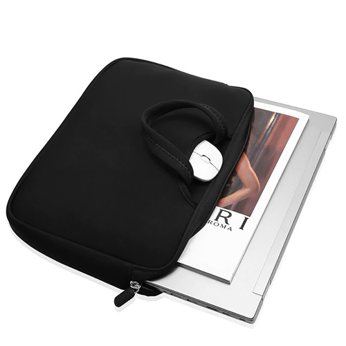 Neopren-Laptoptasche 15,6" mit Griffen, zwei Seitentaschen, schwarz, BR04