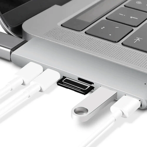 USB-C Hub mit 2x USB-A + 2x USB-C + SD + TF + HDMI | Adapter, Typ C 7-in-1 Splitter | HUB