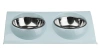 Napf-Set für Hund oder Katze | Doppelte Metallschalen mit Ständer | Edelstahlschalen für Futter und Wasser | JDW-024-BLUE