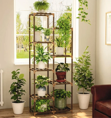 Holzblumenständer für Töpfe | Pflanzenständer | Blumenregal | NZ252-BAMBOO