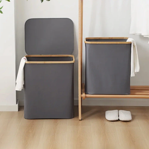 Wäschekorb | faltbar, Stoff, als Spielzeugbox oder Organizer nutzbar | grau | OCF-450-GREY