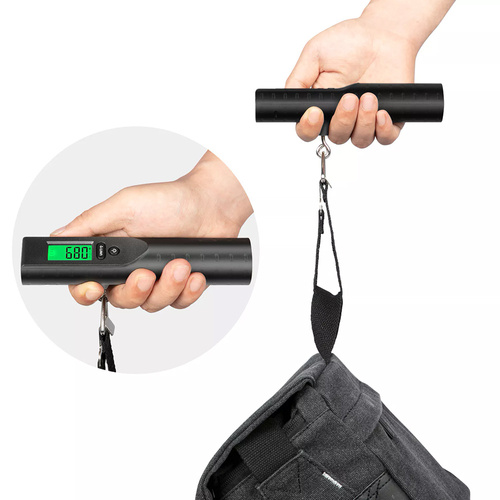 Elektronische Gepäckwaage | Powerbank 3000mAh, Taschenlampe, Thermometer | bis 50kg ±10g | OSC-38