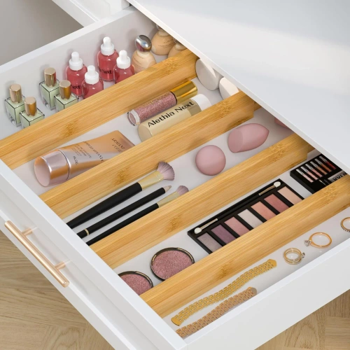 Möbel-Organizer für Schubladen | Bambus, verstellbare Trennwände | KBT-D456