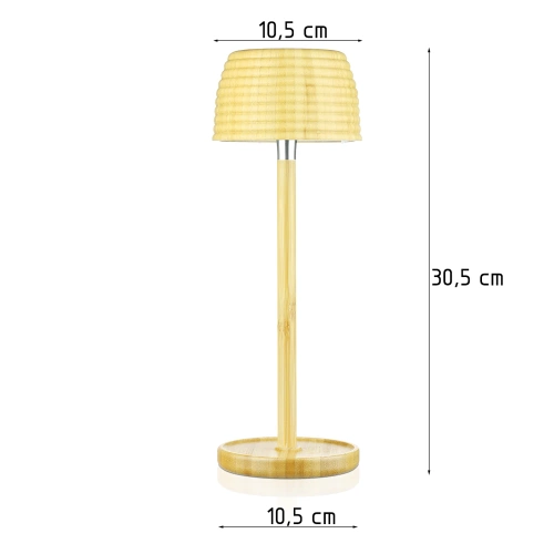 Bambus LED-Tischleuchte mit berührungsempfindlicher Farbeinstellung | Kabellose Nachtlampe mit eingebautem 1500 mAh Akku, USB-C | YG-VM41B
