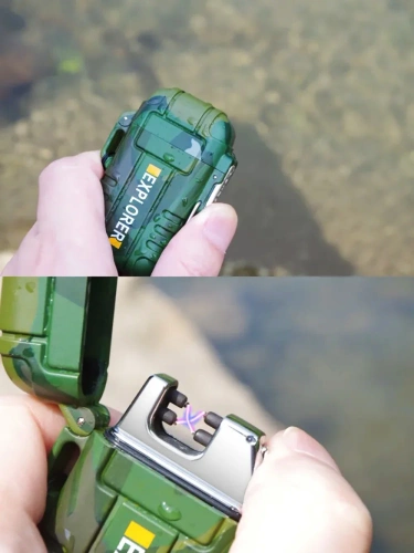 Plasma-Feuerzeug | Outdoor Survival, wasserdicht, USB-aufladbar | grün | JL-F12-Green