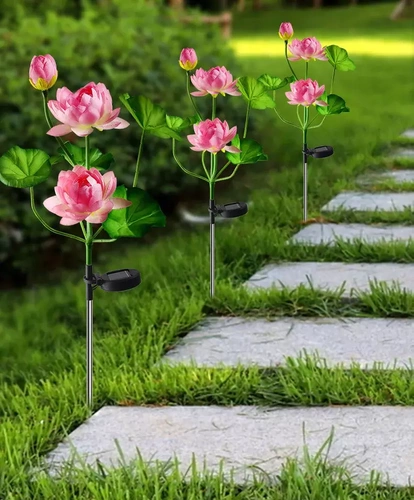 Solarblume | Solar-LED-Gartenlaterne Lotus, Seerose | 72 cm, 600 mAh | FLD-25-PINK